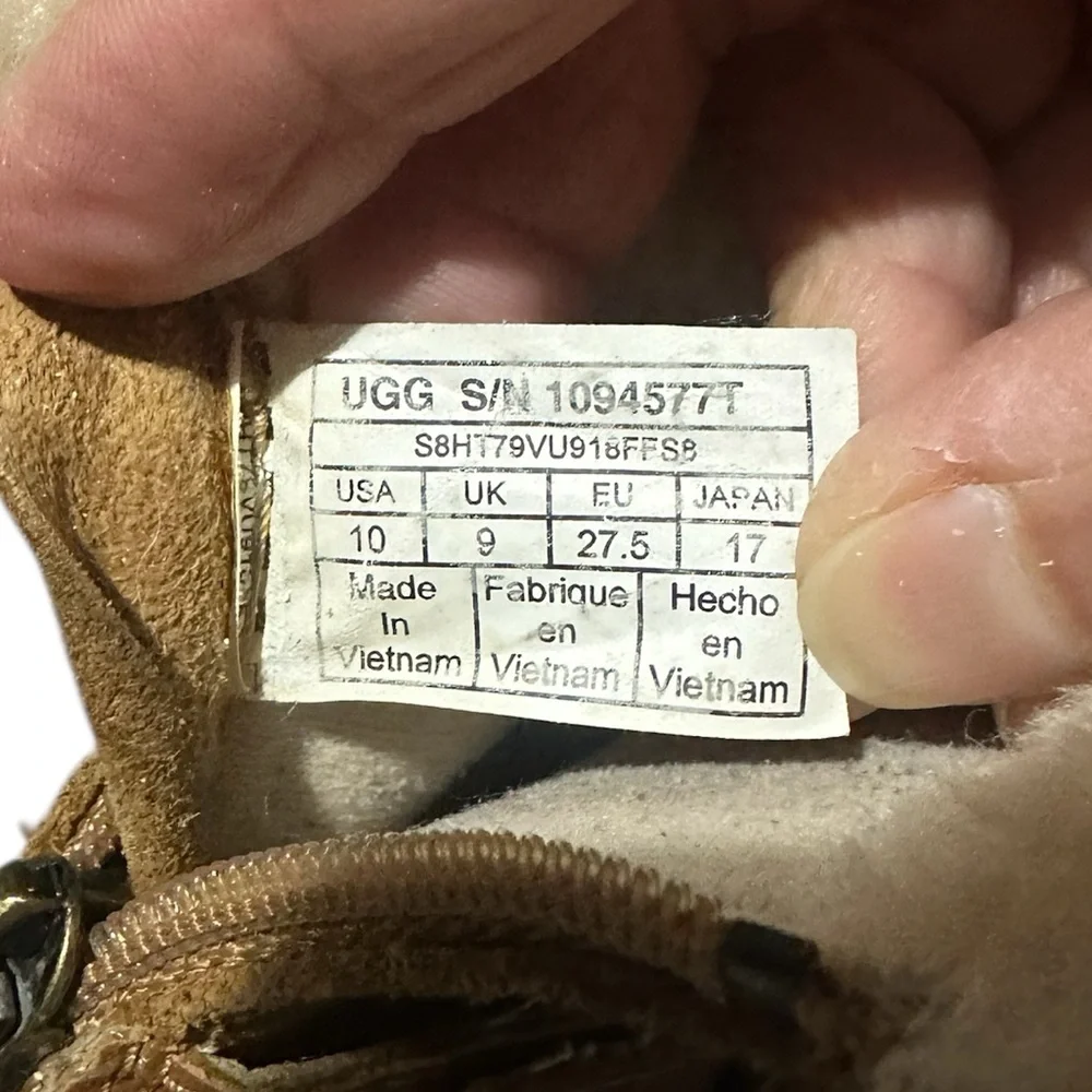 UGG Nessa Suede Boots | Leather Band with Buckle Rear Zip  Chestnut Girls Sz 10